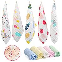 Los mejores  - LinStyle Muselina Bebe- Toalla Facial Infantil- 10 Piezas Reutilizable Gasas para Bebes- Algodon Toalla Bebe Recien…